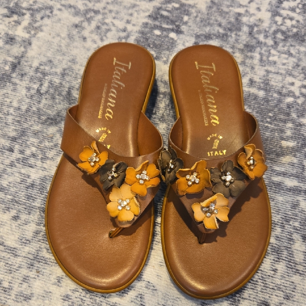 Italiana Brown Floral Sandals
